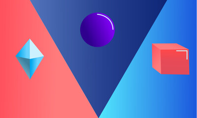 Minimalistic Geometric icons, clean 3d vectos
