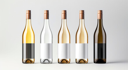 Bottles of  wine isolated on a gray background with a place for text