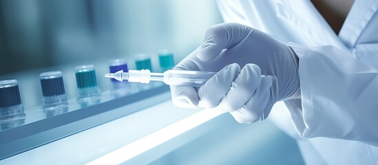 Fototapeta premium close up. group of scientists in protective clothing working in the laboratory