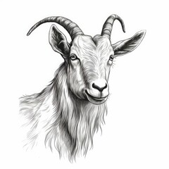 goat hand drawn  illustration realistic sketch, Generative AI