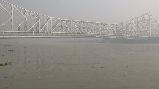 Sailing towards the Howrah bridge in Kolkata, India