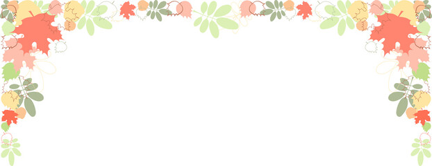 A horizontal pastel floral and leaf frame features soft creating an elegant design element