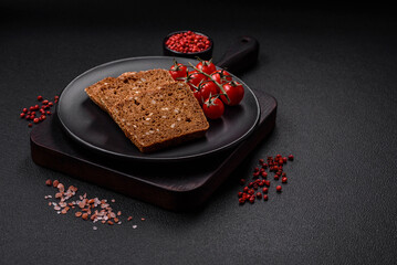 Delicious fresh crispy brown bread with seeds and grains
