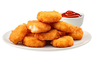 Tempting Chicken Nuggets on Transparent Background. AI