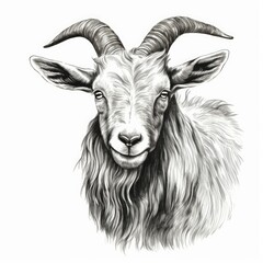 goat hand drawn  illustration realistic sketch, Generative AI