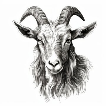 goat hand drawn  illustration realistic sketch, Generative AI