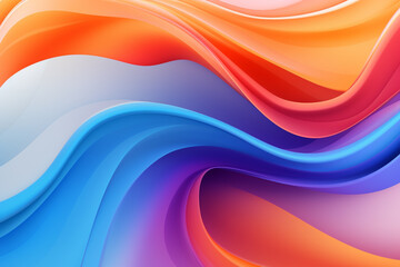 Abstract curly elements. Colorful gradient wave background in blue, purple, orange and red colors. Retro futurism background.