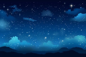 A beautiful night sky with shimmering stars represented in a simple line art style. Generative AI