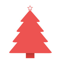 minimal red Christmas tree illustration