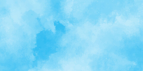 Abstract Watercolor shades blurry and defocused Cloudy Blue Sky Background,Aquarelle paint paper textured canvas for design, card template. Light sky blue shades watercolor background.