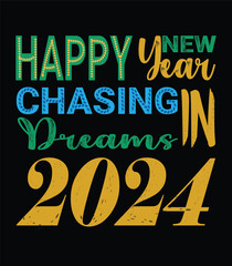 New Year 2024 T-shirt, Poster, Template, Vector Design
