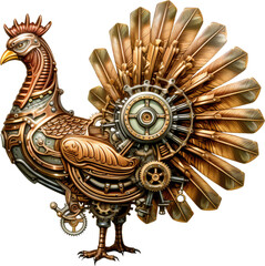 Isolated Steampunk Turkey Clipart in Vintage Style for Thanksgiving