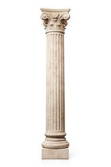 Ancient column or pillar. Ionic, Doric and Corinthian style architecture design. On white background. Generative Ai - obrazy, fototapety, plakaty