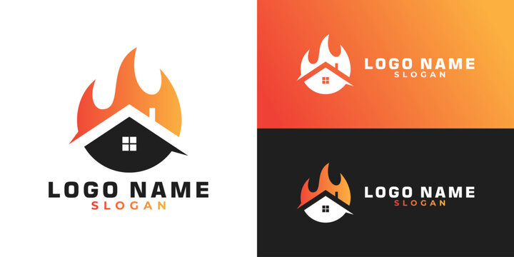 House fire vector logo design template. fire alarm logo concept.  Preventing fire.