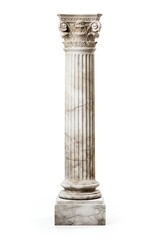 Ancient column or pillar. Ionic, Doric and Corinthian style architecture design. On white background. Generative Ai - obrazy, fototapety, plakaty