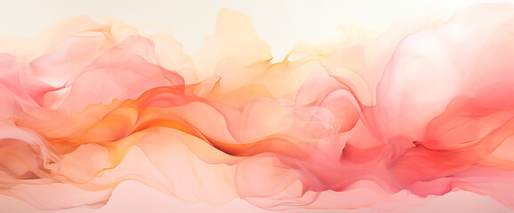 Fototapeta na wymiar Ilustracion acuarela rosa amarillo oro - Fondo abstracto pintura formas liquidas 