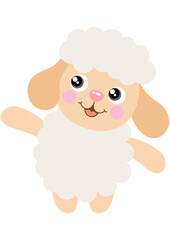 Friendly lamb sheep isolated on white