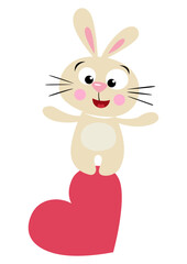 Cute bunny on top of heart