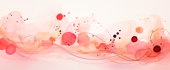 Ilustracion acuarela rosa amarillo oro - Fondo abstracto pintura formas circulos