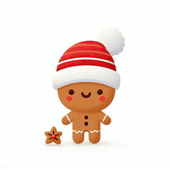 white background, cute character, new year, gingerbread