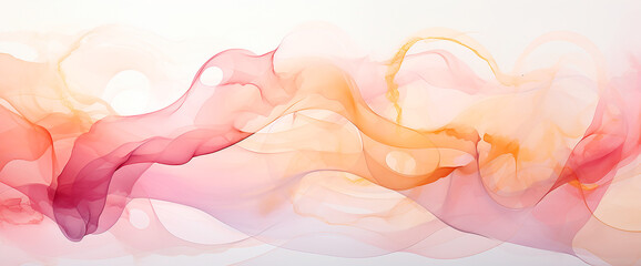 Obraz premium Ilustracion acuarela rosa amarillo oro - Fondo abstracto pintura formas liquidas 