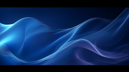 Dark blue abstract color gradient wave on black background, blurry grainy light wave noise texture backdrop. Generative AI.