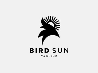 bird and sun animal logo design