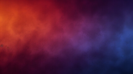 Dark grainy color gradient background, purple red orange blue black colors. Generative AI.