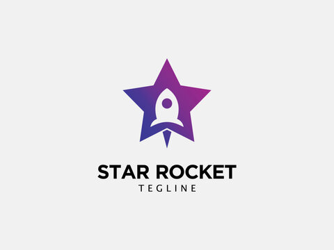 rocket star gradient logo design