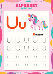 Alphabet Tracing Worksheet Template With Animal