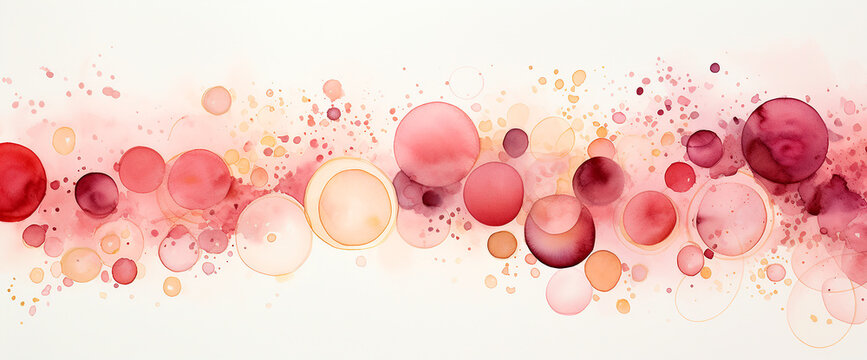 Ilustracion acuarela rosa amarillo - Fondo abstracto pintura formas circulos