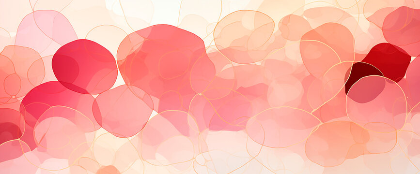 Ilustracion acuarela rosa amarillo - Fondo abstracto pintura formas circulos