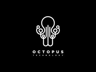 character octopus logo design - obrazy, fototapety, plakaty