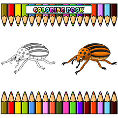 Colorado beetle cartoon for coloring book