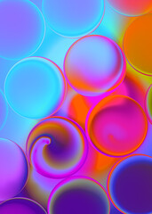 Abstract colorful bubbles fractal art background.