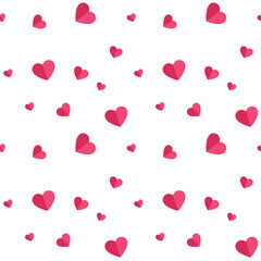 Hand drawn red hearts seamless pattern, Valentine's, Mother's day, birthday card, wallpaper or gift wrap design.