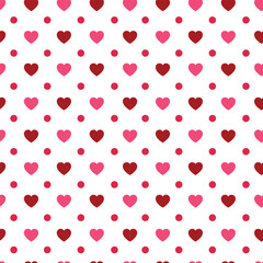 Hand drawn red hearts seamless pattern, Valentine's, Mother's day, birthday card, wallpaper or gift wrap design.