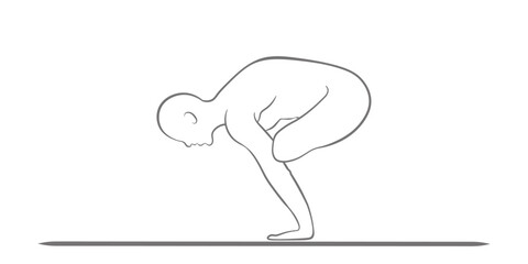 Bakasana, the crane pose: Balance, strength, focus, mindfulness, serenity.