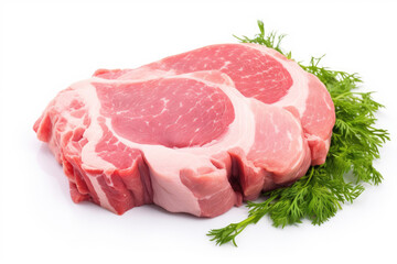 Fillet of raw pork on white background