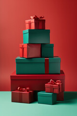 Colorful Christmas Packages on Vibrant Backdrop