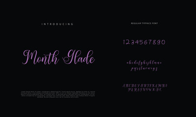 Abstract Calligraphy font alphabet. Minimal modern urban fonts for logo, brand etc. Typography typeface uppercase lowercase and number. vector illustration
