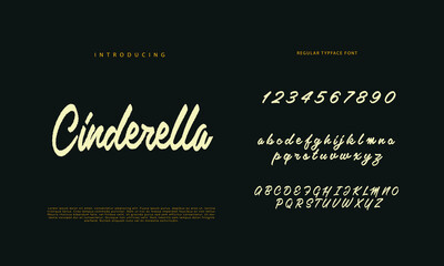 Abstract Calligraphy font alphabet. Minimal modern urban fonts for logo, brand etc. Typography typeface uppercase lowercase and number. vector illustration
