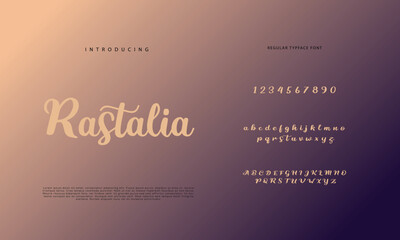 Abstract Calligraphy font alphabet. Minimal modern urban fonts for logo, brand etc. Typography typeface uppercase lowercase and number. vector illustration
