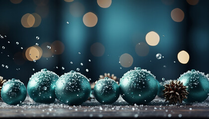Fototapeta na wymiar Christmas balls background with snow falling 