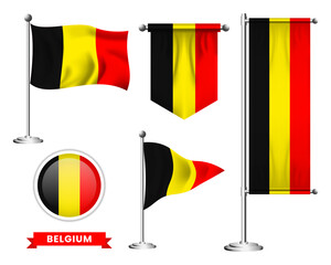 vector set of the national flag of belgium in various creative designs