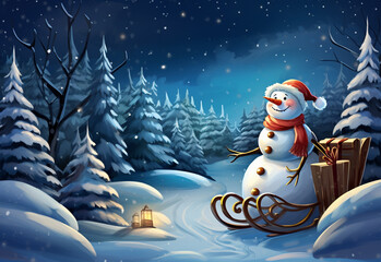 Fototapeta premium Christmas card with decor elements.