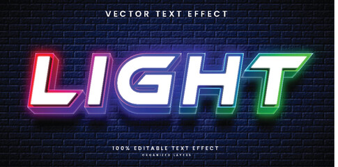 Colorful 3d neon text effect template  - obrazy, fototapety, plakaty