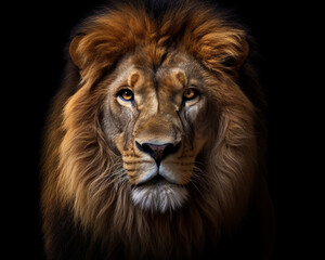 Lion king isolated on black background