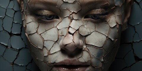 Makeup for girl with dry and cracked skin. Theme of cosmetology. Generative AI