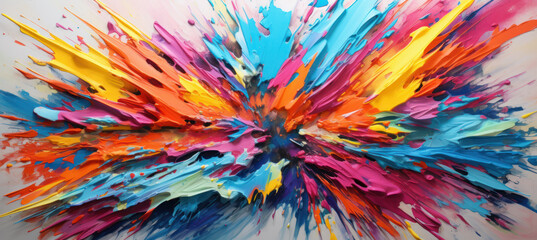 Explosive Color Palette: Vivid Pigments on Large Canvas